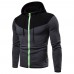 Men's Fashion Zipper Fly Color Block Drawstring Hooded Long Sleeve Casual Sweatshirt Men's Fashion Zipper Fly Color Block Drawstring Hooded Long Sleeve Casual Sweatshirt
