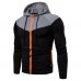 Men's Fashion Zipper Fly Color Block Drawstring Hooded Long Sleeve Casual Sweatshirt Men's Fashion Zipper Fly Color Block Drawstring Hooded Long Sleeve Casual Sweatshirt