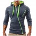 Men's Fashion Fit Diagonal Zipper Design Pure Color Hooded Long Sleeve Sweatshirt