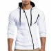 Men's Fashion Fit Diagonal Zipper Design Pure Color Hooded Long Sleeve Sweatshirt