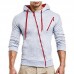 Men's Fashion Fit Diagonal Zipper Design Pure Color Hooded Long Sleeve Sweatshirt