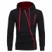 Men's Fashion Fit Diagonal Zipper Design Pure Color Hooded Long Sleeve Sweatshirt