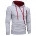 Men's Fashion Fit Diagonal Zipper Design Pure Color Hooded Long Sleeve Sweatshirt