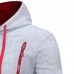 Men's Fashion Fit Diagonal Zipper Design Pure Color Hooded Long Sleeve Sweatshirt