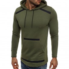 Men's Solid Color Big Pocket Hooded Long Sleeved Hoodies Sweatshirts