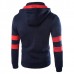 Mens Casual Double Zipper Thick Hoodies Fashion Spell Color Autumn Winter Sweatshirt