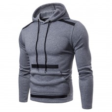 Men's Fashion Color Block Overhead Hooded Drawstring Long Sleeve Casual Sweatshirt