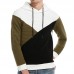 Men's Cotton Drawstring Thick Color Block Hooded Pullover Casual Sweatshirt