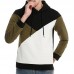 Men's Cotton Drawstring Thick Color Block Hooded Pullover Casual Sweatshirt