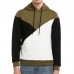 Men's Cotton Drawstring Thick Color Block Hooded Pullover Casual Sweatshirt