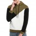 Men's Cotton Drawstring Thick Color Block Hooded Pullover Casual Sweatshirt