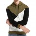 Men's Cotton Drawstring Thick Color Block Hooded Pullover Casual Sweatshirt