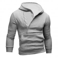 Mens Fashion Half Zipper Long Sleeve Hooded Casual Sweatshirt