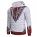 Ethnic Style Men Casual Drawstring Printed Hooded Tops Slim Cotton National Hoodies Sweatshirts