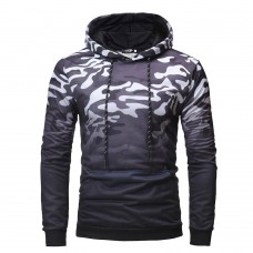 Mens Fashion Color Block Long Sleeve Casual Hooded Sweatshirt