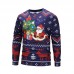 Mens Santa Claus Printing Fashion Crew Neck Long Sleeve Overhead Casual Sweatshirt