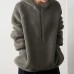 Men's Vintage Long Sleeve Wool Hoodies Half Zipper Thick Warm Solid Color Casual Sweatshirts