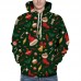 Men's Fashion Christmas Hooded Printing Long Sleeve Casual Overhead Sweatshirt