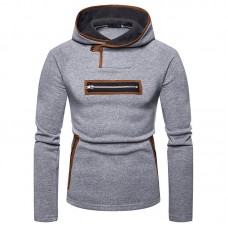 Men's Fashion Unique Zipper Decoration Loose Casual Overhead Long Sleeve Hooded Sweatshirt