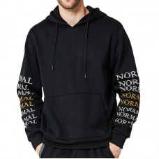 Men's Polyester Letter Thickened Drawstring Overhead Sports Hoodies Sweatshirt