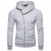 Men's Fashion Hooded Long Sleeve Zipper Fly Pure Color Casual Sweatshirt