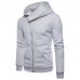Men's Fashion Hooded Long Sleeve Zipper Fly Pure Color Casual Sweatshirt