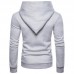 Men's Fashion Hooded Long Sleeve Zipper Fly Pure Color Casual Sweatshirt