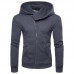 Men's Fashion Hooded Long Sleeve Zipper Fly Pure Color Casual Sweatshirt