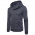 Men's Fashion Hooded Long Sleeve Zipper Fly Pure Color Casual Sweatshirt