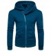 Men's Fashion Hooded Long Sleeve Zipper Fly Pure Color Casual Sweatshirt