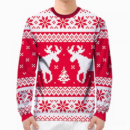 Men Christmas Red Deer Printed Long Sleeve Sweatshirt Casual Slim Fit Thick Hoodies Sweatshirts Men Christmas Red Deer Printed Long Sleeve Sweatshirt Casual Slim Fit Thick Hoodies Sweatshirts