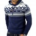 Mens Printing Christmas Sweaters Hoodies Patchwork Slim Fit Long Sleeve Casual Sweatshirts