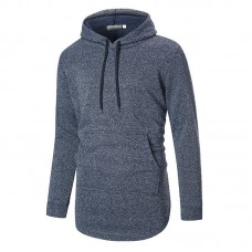 Men's Modish Cotton Solid Color Overhead Casual Hooded Long Sleeve Sweatshirt