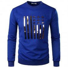Mens Fashion Solid Color Printing Overhead Casual Sweatshirt