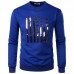 Mens Fashion Solid Color Printing Overhead Casual Sweatshirt