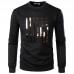 Mens Fashion Solid Color Printing Overhead Casual Sweatshirt