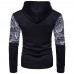 Autumn Winter Men's Color Block Casual Printed Big Pocket Hoodies Sweatshirts