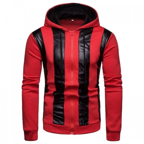 Men Color Block Zipper Patchwork Hooded Sweatshirt Men Color Block Zipper Patchwork Hooded Sweatshirt