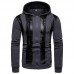Men Color Block Zipper Patchwork Hooded Sweatshirt Men Color Block Zipper Patchwork Hooded Sweatshirt