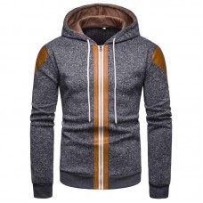 Mens Fashion Solid Color Long Sleeve Hooded Casual Sweatshirt