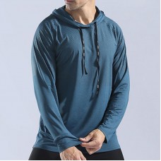 Men's Fashion Hooded Elastic Quick Drying Breathable Sport Training Long Sleeve Casual Sweatshirt