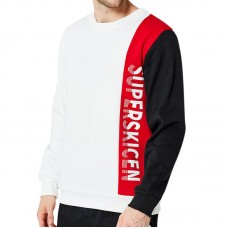 Men's Casual Round Neck Loose Sweatshirt Color Block Printing Long Sleeve Sports Tops