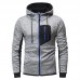 Mens Fashion Zipper Decoration Hooded Drawstring Long Sleeve Casual Sweatshirt
