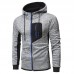 Mens Fashion Zipper Decoration Hooded Drawstring Long Sleeve Casual Sweatshirt
