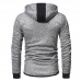 Mens Fashion Zipper Decoration Hooded Drawstring Long Sleeve Casual Sweatshirt