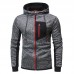 Mens Fashion Zipper Decoration Hooded Drawstring Long Sleeve Casual Sweatshirt