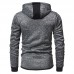 Mens Fashion Zipper Decoration Hooded Drawstring Long Sleeve Casual Sweatshirt