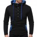 Men's Sport Casual Chic Hit Color Buttons Decoration Big Pockets Hoodies Sweatshirts
