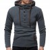 Men's Sport Casual Chic Hit Color Buttons Decoration Big Pockets Hoodies Sweatshirts