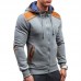 Men's Fashion Button Pockets Zipper Drawstring Hoodies Color Block Casual Sweatshirts